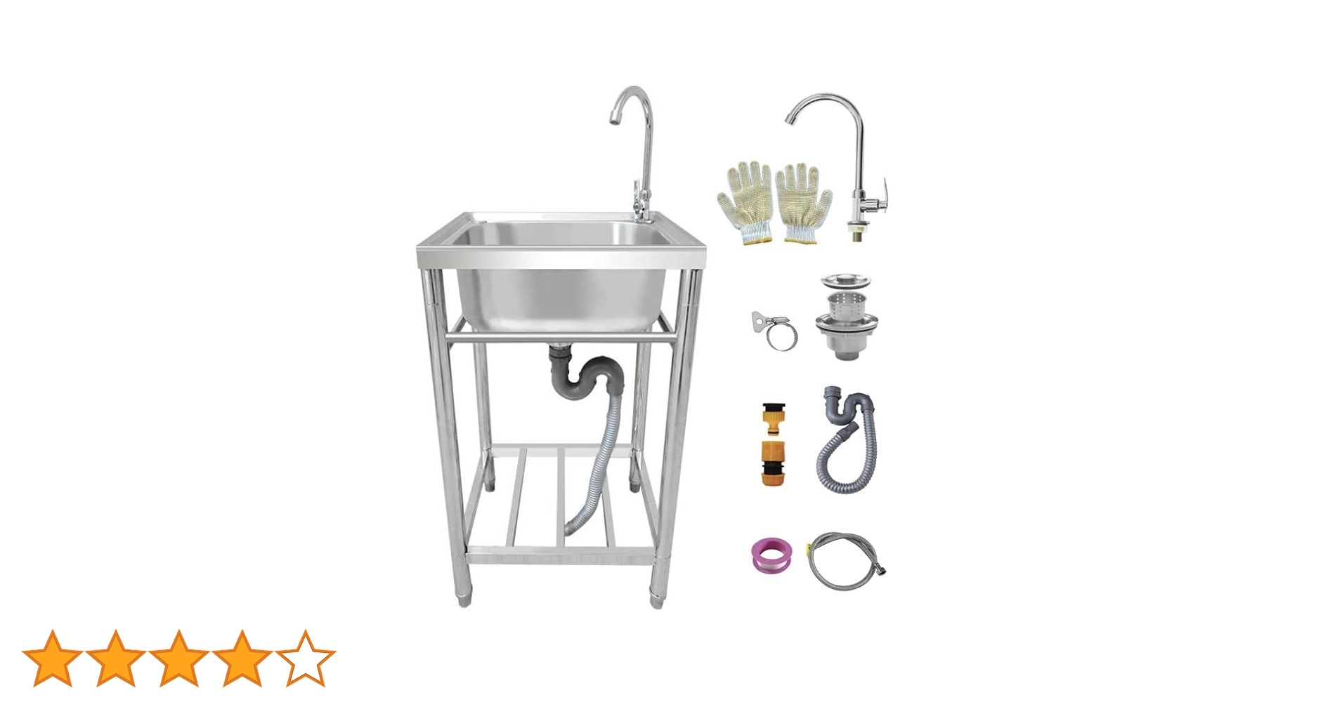 送料込み 特大 夫婦 蛇紋石(国産) 台座付き 蛇口付きステンレス流し台 60cm | リフォーム用品・リフォーム